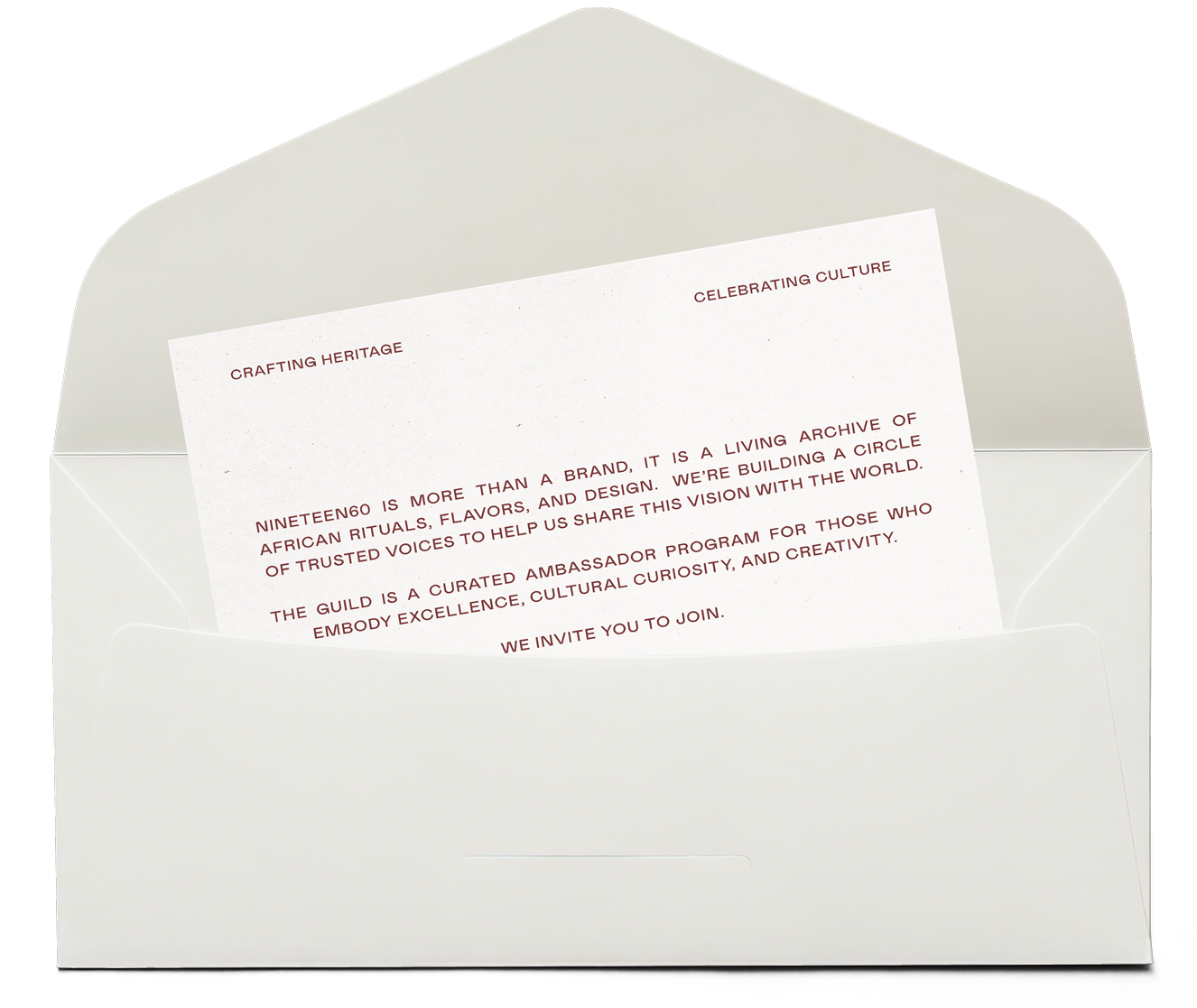 NINETEEN60 is more than a brand, it is a living archive of African rituals, flavors, and design.We’re building a circle of trusted voices to help us share this vision with the world.The Guild is a curated ambassador program for those who embody excellence, cultural curiosity, and creativity. We invite you to join.